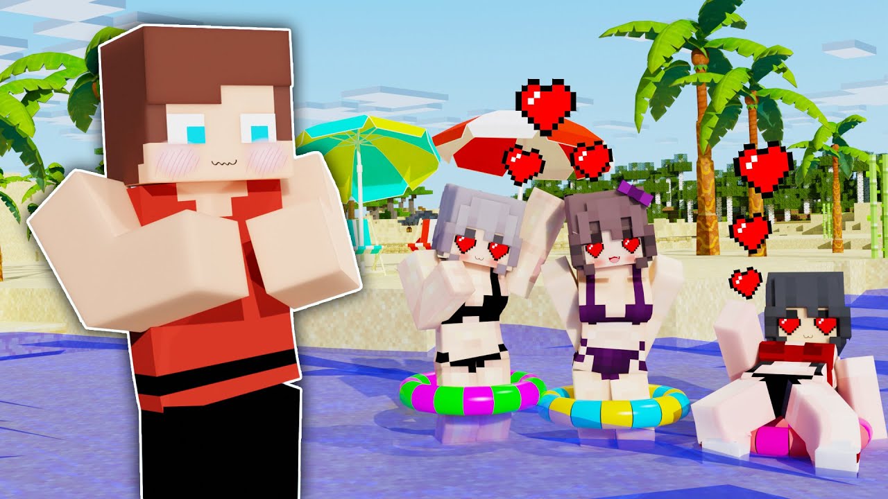 MAIZEN : JJ became very popular at beach【Minecraft Animation JJ & Mikey】
