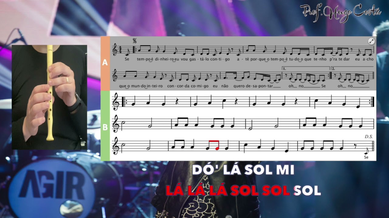 Tempo é dinheiro - Karaoke flauta de bisel (Doce) com voz guia