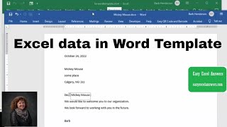 Use Excel data to populate a template in Word