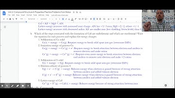 AP Chem Unit 2, Compound Structure & Properties: Practice Problems #1
