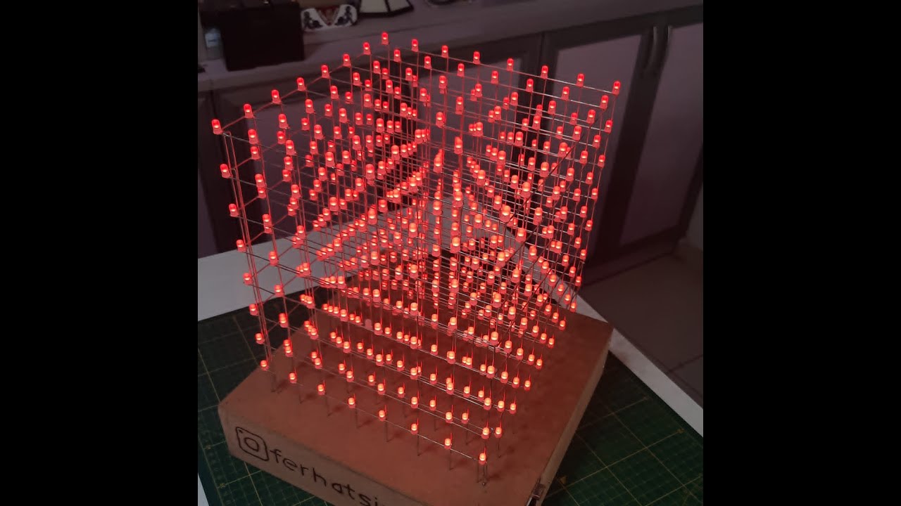 Arduino 8x8x8 led küp (Arduino 8x8x8 led cube making) - YouTube