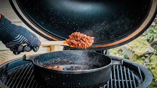 Authentic bolognese on a BBQ over live fire