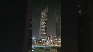 Emirates towers near exhibition hall