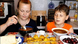картинка: Мукбанг Борщ с луком, грибы под сыром/Подготовка полным ходом.Осталось 13 дней