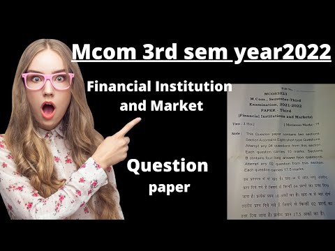 Mcom 3rd sem Financial Institution and Markets question paper