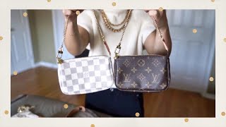 Mini Pochette Accessoires Monogram vs Damier Azur and how to convert them  to belt bags 