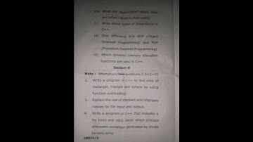 Previous year question paper BCA Sem 3 Object Oriented programming using C++