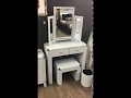 Blitz White Bedroom Set Dressing Table, Stool and Tri-Fold Mirror Blitz White Bedroom Set Dressing Table, Stool and Tri-Fold Mirror