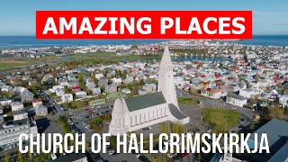 Hallgrimskirkja Church in 4k. Iceland, Reykjavik to visit