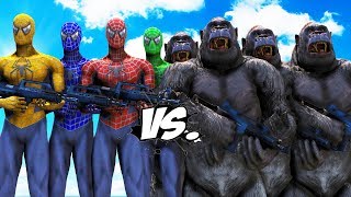 команда человек паук против армии горилл
