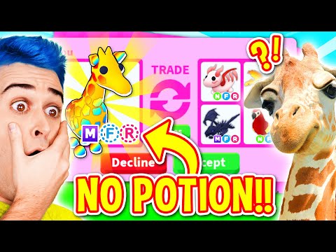 HOW I GOT A *MEGA GIRAFFE* TRADING ONLY LOVE POTIONS in a *RICH VIP* TRADE  SERVER!! Adopt Me Roblox 