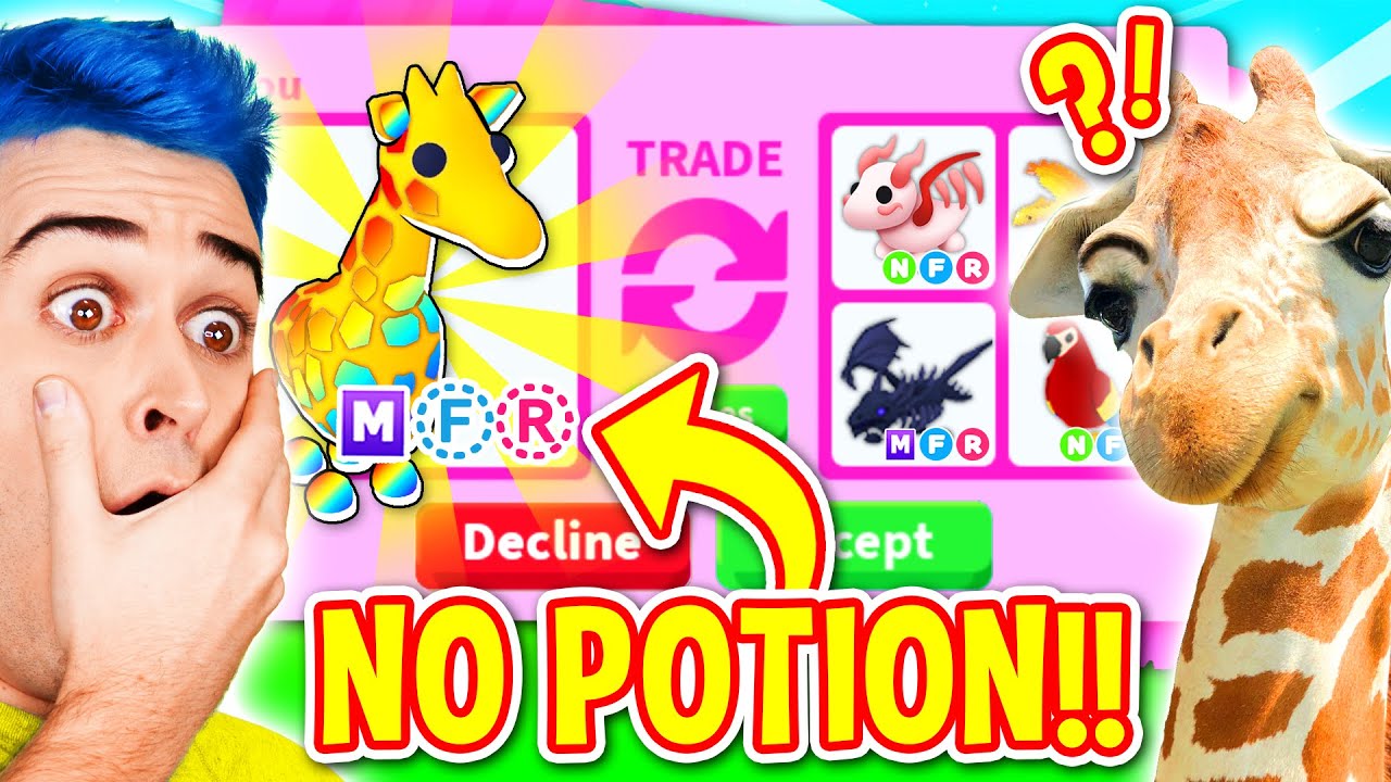 HOW I GOT A *MEGA GIRAFFE* TRADING ONLY LOVE POTIONS in a *RICH VIP* TRADE  SERVER!! Adopt Me Roblox 