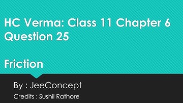 HC Verma Chapter 6 Solution 25 | Friction | Class 11 Physics | JeeConcept
