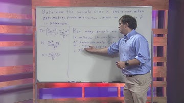 Determine the sample size n required when estimating population proportion; unknown p̂ Standard