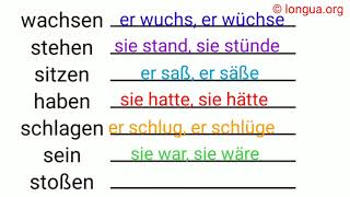 Konjunktiv II, konjunktiv deutsch deutschlernen wuchs, wüchse, stand, stünde, saß, säße, hatte,