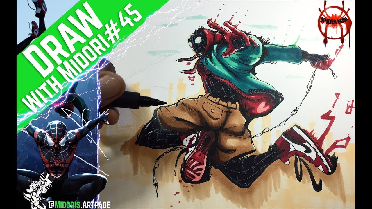 Lets Draw Spider Man Into the Spider Verse Miles Morales - YouTube