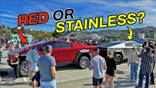 OC Car Show Reacts to TWO Cybertrucks | We Asked People Which Cybertruck Would They Have?