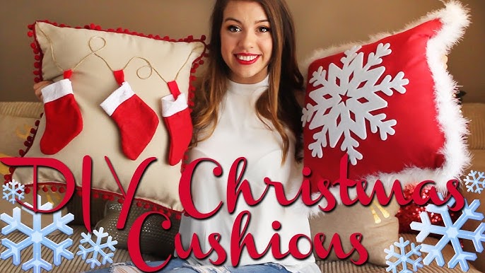 DIY Reindeer Applique Plaid Christmas Pillows - The Crafting Nook