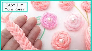 EASY DIY Wool Roses | How to Make Yarn Rosettes | Yarn Flower Craft Tutorial