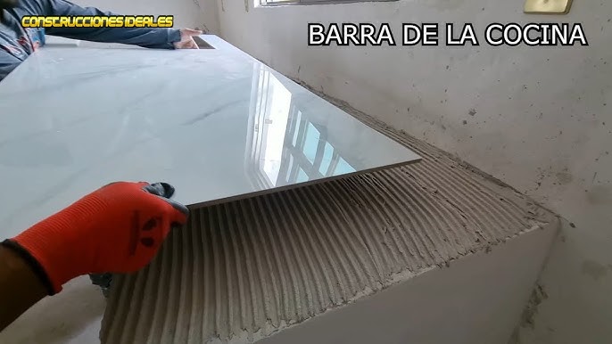 🟢Cómo FORRAR barra de cocina con cerámica GRAN FORMATO🔲