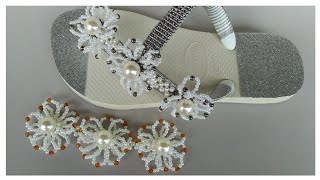 Tutorial Diy I Chinelos Bordados I Trama de Pérolas Ano Novo