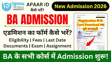 IGNOU BA Admission 2026 January Session_IGNOU Admission Form Fill Up Online 2026_New Admission 2026