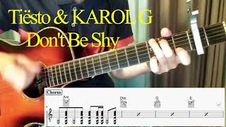 Video thumbnail of "Tiësto & KAROL G - "Don't Be Shy" guitar tutorial"