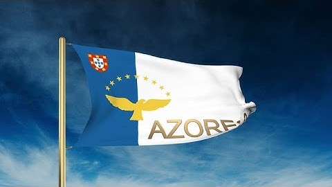 Azores Flag Slider Style With Title. Waving In The Wind With Cloud Background An Stock Animation