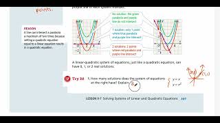 EnVision Algebra 1 Lesson 9-7: Solving Systems of Linear and Quadratic Equations