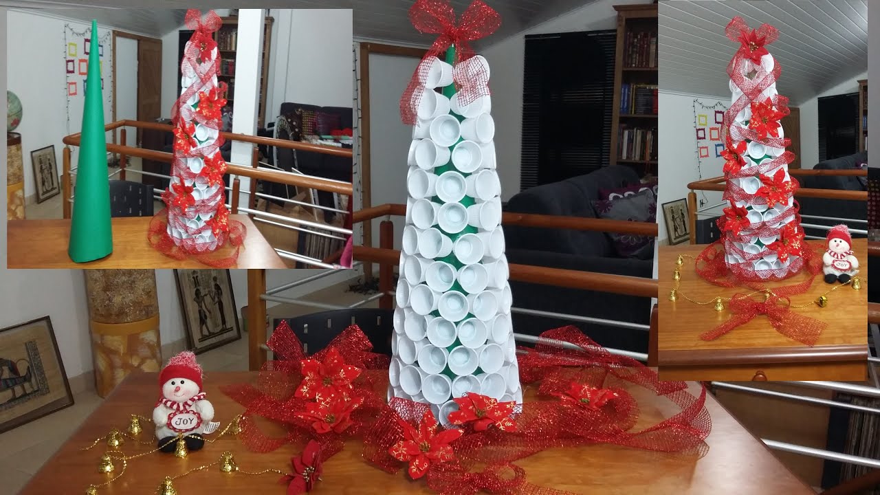 Como fazer Árvore de Natal com Copinho Descartável . - YouTube