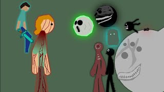 Herobrine And Giant Alex Vs Doors Enities