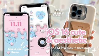 How I make my iPhone 13 Pro Max cute & aesthetic 🌸 iOS16 free custom phone theme + MOFT accessories screenshot 1