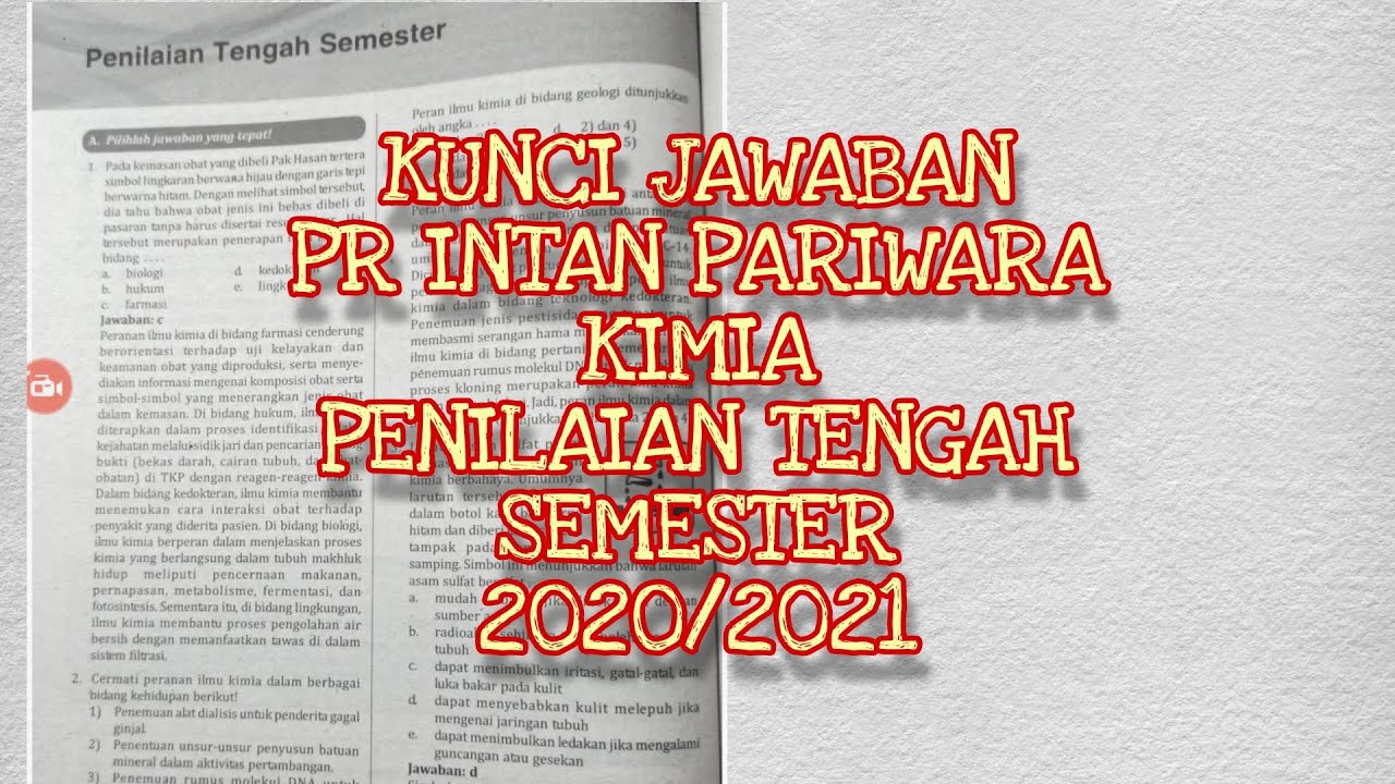 Kunci Jawaban Pr Intan Pariwara Kimia Penilaian Tengah Semester Kelas 10 2020 2021 Youtube