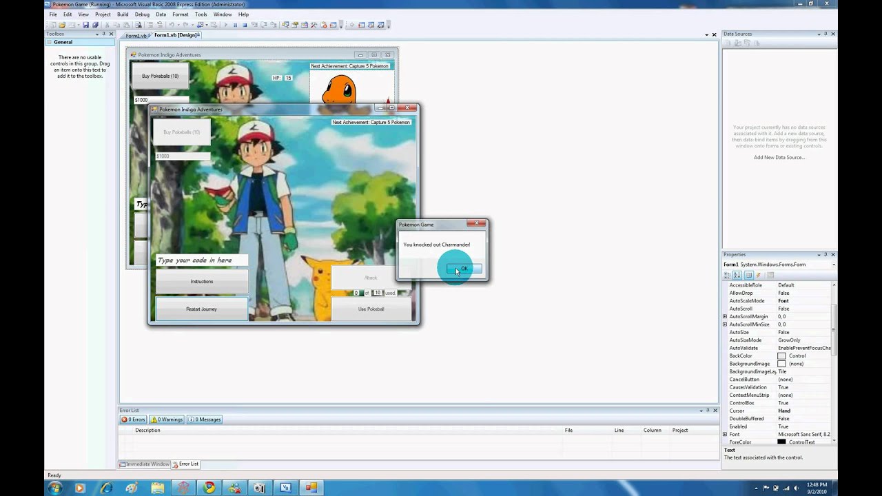 Visual Studio Pokemon Visual Basic 2008 Pokemon Game (In Progress) - YouTube