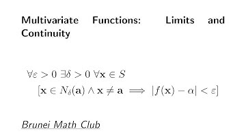 Multivariate functions: Limits and Continuity