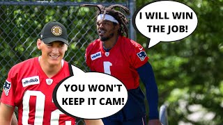 MAC JONES predicted to LOSE the Patriots QB battle in training camp to CAM NEWTON?