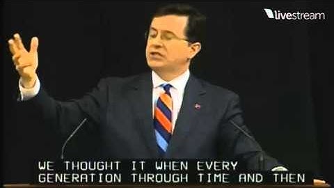 Stephen Colbert At University of Virginia  You Owe The Previous Generation Nothing