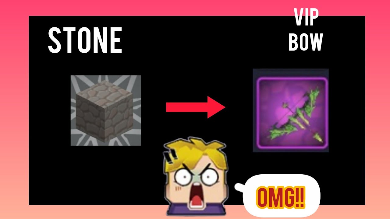 Stone Vip I converted stone into vip bow in sky Block!! || Blockman go sky Block ...
