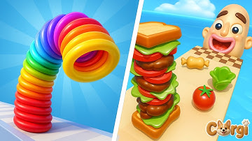 Slinky Hop VS Sandwich Runner - All Levels Satisfying Walkthrough Gameplay