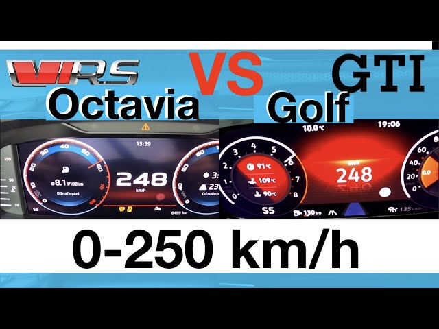 ACCELERATION BATTLE, 0-250 KM/H, Skoda Octavia RS 2.0 TSI vs Volkswagen  Golf GTI 2.0 TSI