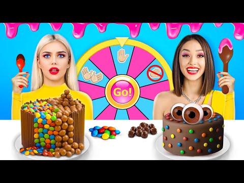No Hands VS One Hand VS Two Hands Cake Decorating Challenge! Best Rainbow Sweets by RATATA YUMMY