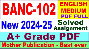 BANC 102 solved assignment 2024-25 in English || banc 102 solved assignment 2025 || banc102 2024-25