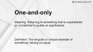 One-and-only Meaning One And Only Synonym