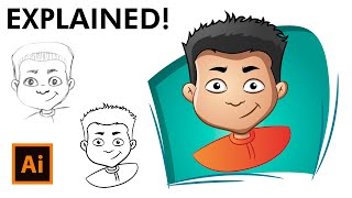 How to Draw a Cartoon Face  Adobe Illustrator Drawing Tutorial