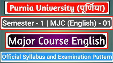 BA English Honours Syllabus | Purnia University | Major Course English | Semester-1 |MJC-I English|