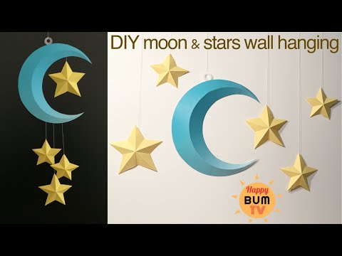 DIY 3D MOON AND STAR WALL HANGING | DIY WALL DECOR I EASY DIY PAPER CRAFTS