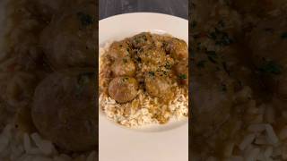 🔥￼Delicious Ground Turkey Meatballs Smothered In Brown Gravy And Served Over White Rice🔥#shorts