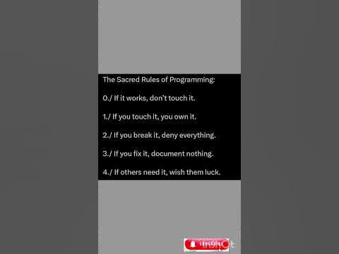 The Secret Rules of Programming #tech #softwaredevelopment - YouTube