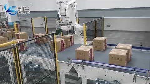 Double column type palletizer with robots forming carton pattern