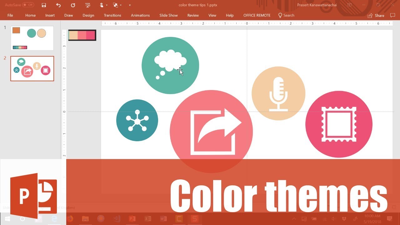 โค้ด ธีม  Update New  สอน PowerPoint: เทคนิคการใช้สี color themes